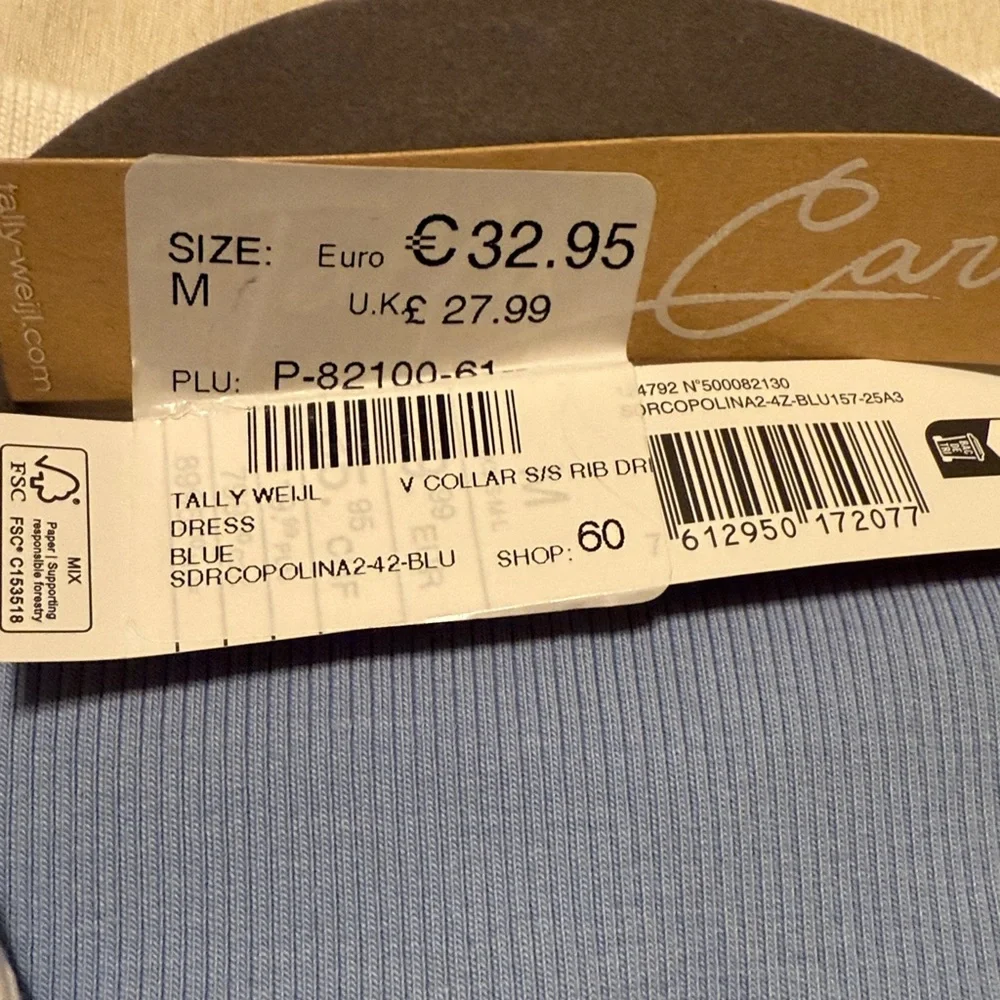 Blue Cotton Ribbed Polo Mini Dress M - Picture 6 of 6